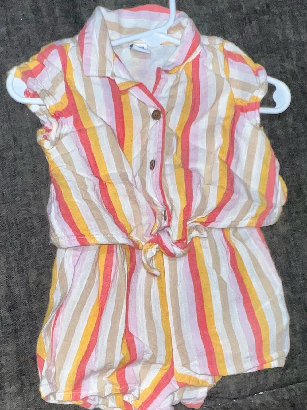 Girls' Striped Tie-Front Romper - Multicolor